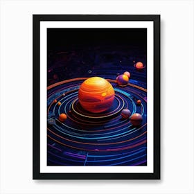 Default Neon Black Light Sgraffito Solar System 3d Illustratio 0 (6) Art Print