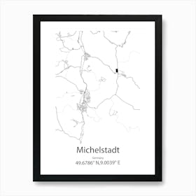 Michelstadt,Germany Minimalist Map Art Print