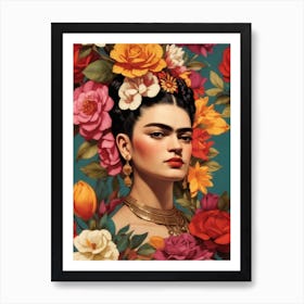 Cute Beautiful Frida Floral Art Print