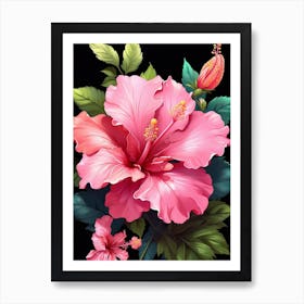 Pink Hibiscus Flower Art Print