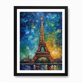 Eiffel Tower Paris France Vincent Van Gogh Style 12 Art Print