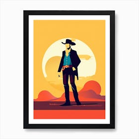 Cowboy In The Desert Art Print