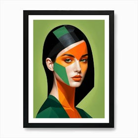 Geometric Woman Portrait Pop Art (62) Art Print