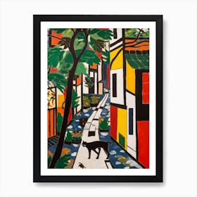 Painting Of Tokyo With A Cat 2 In The Style Of Matisse Art Print