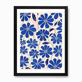 Blue Flowers Pattern 1 Art Print