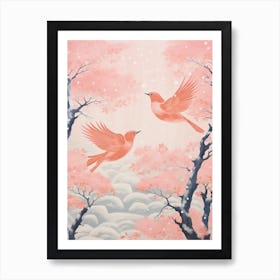 Vintage Japanese Inspired Bird Print Robin 6 Art Print