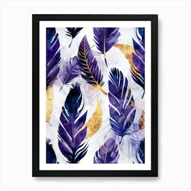 Feathers In Purple And Gold Art Print