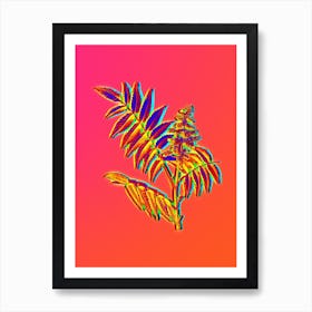 Neon Staghorn Sumac Botanical in Hot Pink and Electric Blue n.0154 Art Print