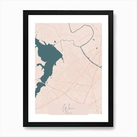 Waco Texas Pink and Blue Cute Script Street Map Art Print