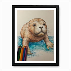 Seal Coloring Page 1 Art Print