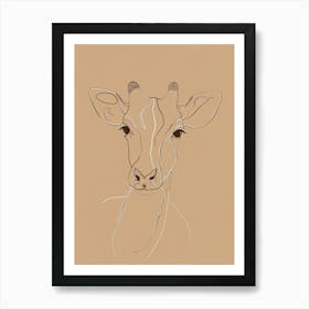 Giraffe - Boho, Line Art 10 Art Print