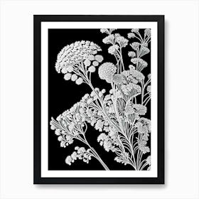 Yarrow Wildflower Linocut 1 Art Print