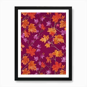 Abstract Autumnal Wallpaper Featuring A Vivid Top View Of An Oak And A Maple Tree Their Branches Ab (4) Art Print