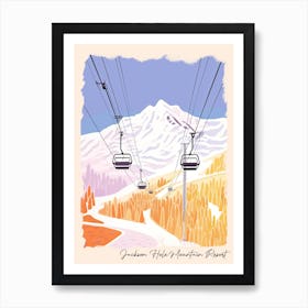 Poster Of Jackson Hole Mountain Resort   Wyoming, Usa, Ski Resort Pastel Colours Illustration 2 Art Print