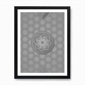 Geometric Glyph Abstract with Hex Array Pattern in Gray n.0139 Art Print