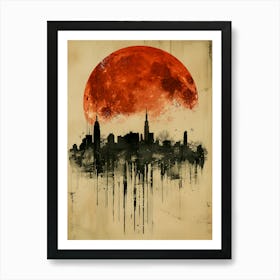 Red Moon Canvas Print Art Print