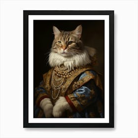 Cat In Royal Gold Clothing Art Print