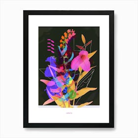 Lobelia 4 Neon Flower Collage Poster Art Print