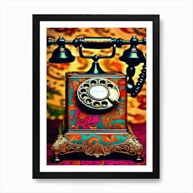 Antique Old Timey Telephone In Color Art Print