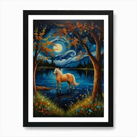 Horse At Night 1 Art Print