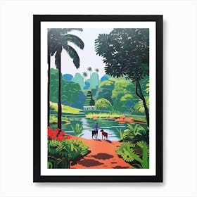 Painting Of A Dog In Royal Botanic Garden, Kandy Sri Lanka In The Style Of Matisse 01 Art Print