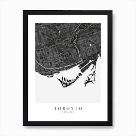 Toronto Canada Minimal Black Mono Street Map  Art Print