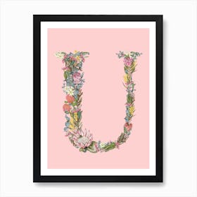 U Pink Alphabet Letter Art Print
