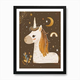 Unicorn & Stars Muted Pastels 2 Art Print