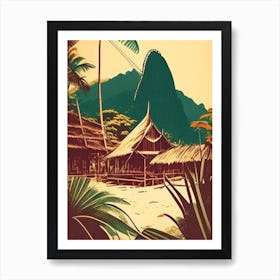 Koh Tao Thailand Vintage Sketch Tropical Destination Art Print