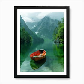 Boat In A Lake Art Print