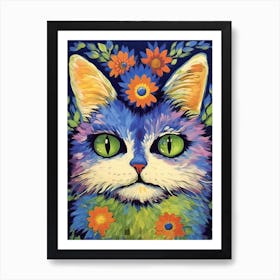 Louis Wain Psychedelic Cat With Flowers 6 Art Print