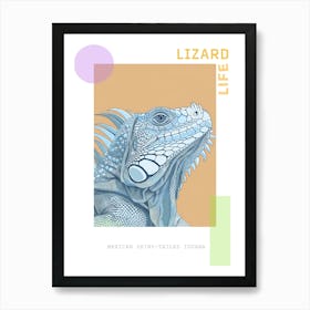 Pastel Blue Mexican Spiny Tailed Iguana Abstract Modern Illustration 1 Poster Art Print