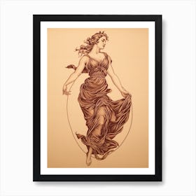 Aphrodite Vintage Drawing 2 Art Print