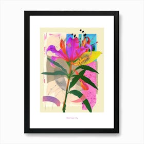 Gloriosa Lily 2 Neon Flower Collage Poster Art Print