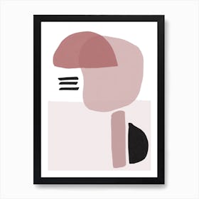 Pink And Black Abstract Art Print