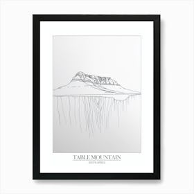 Table Mountain South Africa Line Drawing 4 Poster Art Print