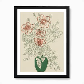 Floral Still Life Sketch Line Art 17 Art Print