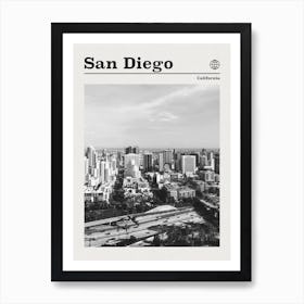 San Diego California Black And White Art Print