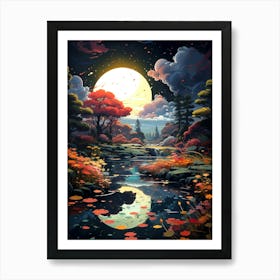 Moonlight In The Forest Art Print