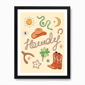 Howdy Lucky Western Charms Art Print