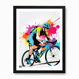 Colorful Bicycle Rider Vector Illustration Art Print