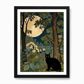 William Morris Black Cat In The Forest 7 Art Print