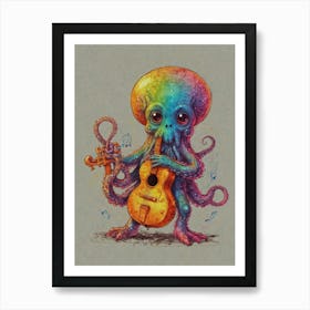 Octopus Playing Guitar Art Print