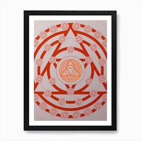 Geometric Abstract Glyph Circle Array in Tomato Red n.0072 Art Print