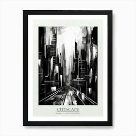 Cityscape Abstract Black And White 5 Poster Art Print