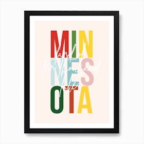 Minnesota Land Of Ten Thousand Lakes Color Art Print