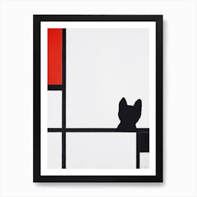 Composition No I, With Red And Black Cat (1929), Piet Mondrian Inspired  Art Print