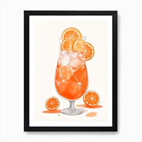 Aperol With Ice And Orange Watercolor Vertical Composition 54 Art Print