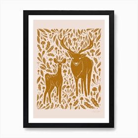 Woodland Deer Art Print