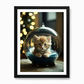 Cat In A Glass Ball Art Print